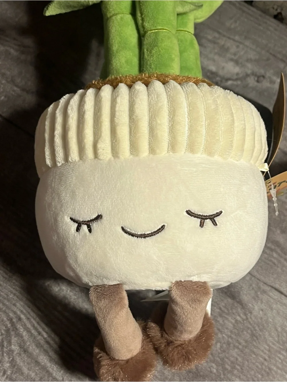 New!! Greenhouse by RUSS plush bamboo planter “Malia” cream pot